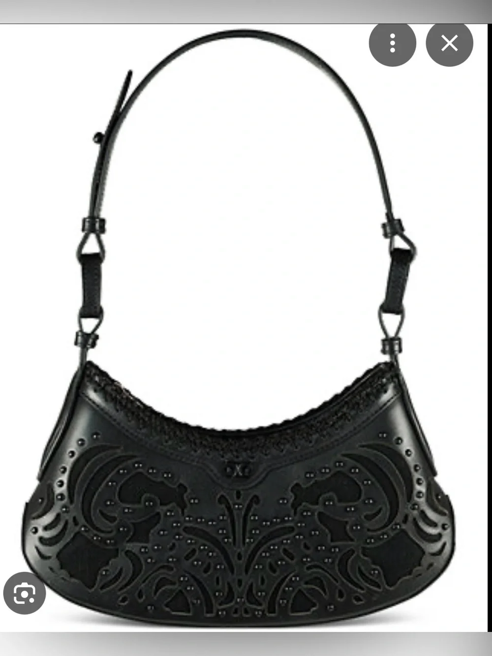 Sam Edelman Women's Black Willette Floral Dyecut Leather Shoulder Bag